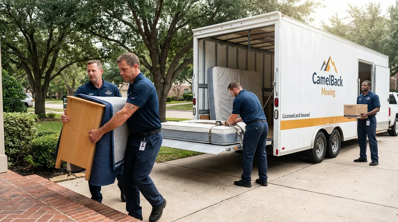 Crew loading residential truck for cross-state move from Mallory, WV
